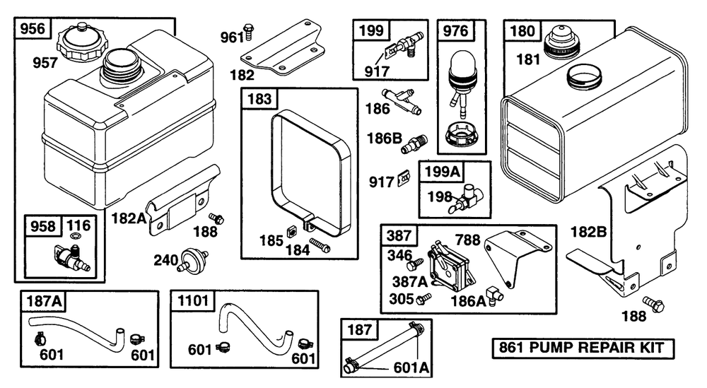 Fuel Tank Grps Diagram and Parts List for 221432-0143-XX  Briggs and Stratton Engine